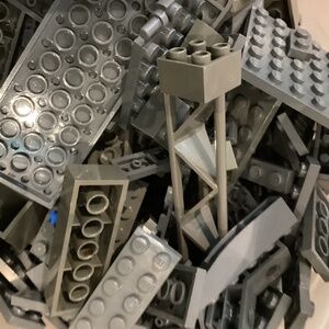 Legos - 500 Pieces of Grey Legos - assorted sizes and shapes + 1 MiniFig